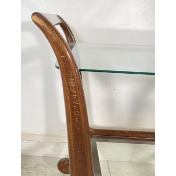 ANTICO CARRELLO BAR DESIGN VINTAGE ANNI 50 LEGNO FERRO VETRO CARRELLINO VASSOIO