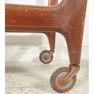 ANTICO CARRELLO BAR DESIGN VINTAGE ANNI 50 LEGNO FERRO VETRO CARRELLINO VASSOIO