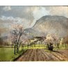 QUADRO DIPINTO OLIO TAVOLA Alfonso Corradi "Primavera a Feriolo" PAESAGGIO VALLE