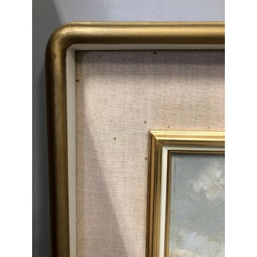 QUADRO DIPINTO OLIO TAVOLA Alfonso Corradi "Primavera a Feriolo" PAESAGGIO VALLE