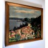 QUADRO OLIO TELA Carlo Monti VEDUTA PAESAGGIO Meina ROCCA Arona LAGO MAGGIORE