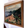 QUADRO OLIO TELA Carlo Monti VEDUTA PAESAGGIO Meina ROCCA Arona LAGO MAGGIORE