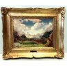 QUADRO OLIO TAVOLA A. TAVERNIER VEDUTA PAESAGGIO MONTANO ALTURE LAGO MAGGIORE