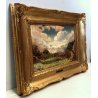 QUADRO OLIO TAVOLA A. TAVERNIER VEDUTA PAESAGGIO MONTANO ALTURE LAGO MAGGIORE