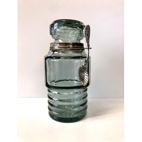 VASO con TAPPO Calderoni CRISTALLO MOLATO DECORO STELLA BORDO ARGENTO PUNZONE