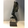 ANTICO BRONZO SCULTURA FIGURA VOLTO di DONNA Mario Restelli BASE IN MARMO 1926