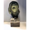 ANTICO BRONZO SCULTURA FIGURA VOLTO di DONNA Mario Restelli BASE IN MARMO 1926