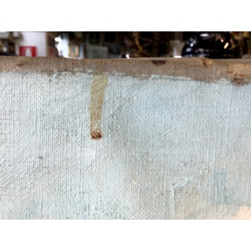 GRANDE QUADRO OLIO PAESAGGIO MONTANO ALPI CONTADINI ARATRO BUOI Masera FORMAZZA
