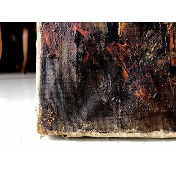 GRANDE QUADRO OLIO PAESAGGIO MONTANO ALPI CONTADINI ARATRO BUOI Masera FORMAZZA