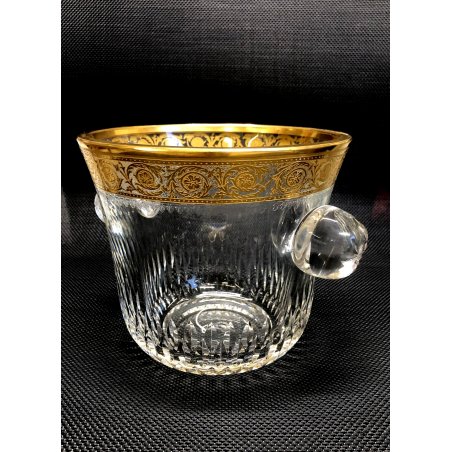 CESTELLO GHIACCIO VINTAGE CRISTALLO MOLATO Crystal St Louis FRANCE DECORO ORO