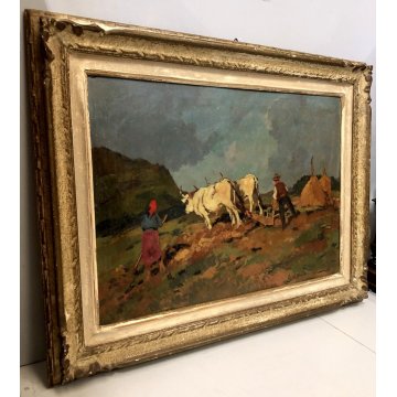 ANTICO QUADRO DIPINTO OLIO Carlo Dominici Aratura PAESAGGIO TOSCANO MACCHIAIOLO