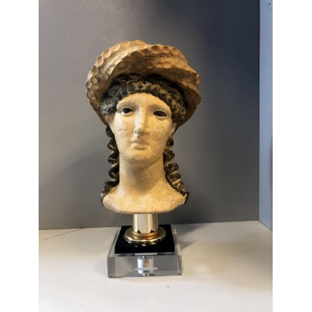 SCULTURA TERRACOTTA CERAMICA Mangani FIRENZE TESTA FEMMINILE ELLENICA '900