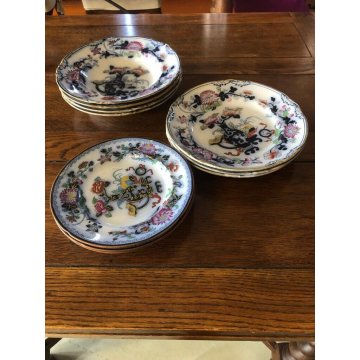 SET PIATTI VINTAGE 10pz CERAMICA Wedgwood NOMA  DECORO FIORI CHINOISERIE '800