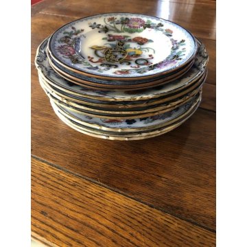 SET PIATTI VINTAGE 10pz CERAMICA Wedgwood NOMA  DECORO FIORI CHINOISERIE '800