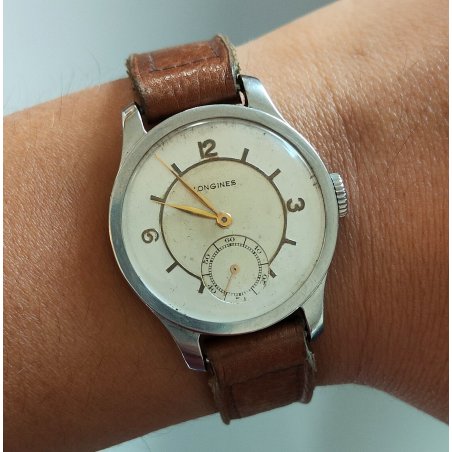 ANTICO OROLOGIO POLSO Longines MECCANICO anni 40 WATCH cal. 12.68z CASSA MONETA