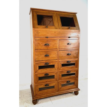 ANTICO MOBILE MADIA PASTAIA DISPENSA NEGOZIO 2 RIBALTINE 1 PIANO 10 CASSETTI 900