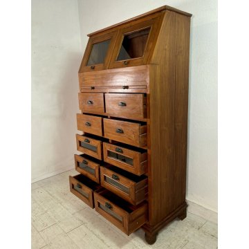ANTICO MOBILE MADIA PASTAIA DISPENSA NEGOZIO 2 RIBALTINE 1 PIANO 10 CASSETTI 900