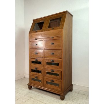 ANTICO MOBILE MADIA PASTAIA DISPENSA NEGOZIO 2 RIBALTINE 1 PIANO 10 CASSETTI 900
