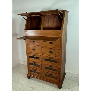 ANTICO MOBILE MADIA PASTAIA DISPENSA NEGOZIO 2 RIBALTINE 1 PIANO 10 CASSETTI 900