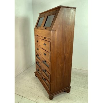 ANTICO MOBILE MADIA PASTAIA DISPENSA NEGOZIO 2 RIBALTINE 1 PIANO 10 CASSETTI 900
