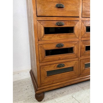 ANTICO MOBILE MADIA PASTAIA DISPENSA NEGOZIO 2 RIBALTINE 1 PIANO 10 CASSETTI 900