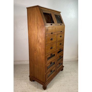 ANTICO MOBILE MADIA PASTAIA DISPENSA NEGOZIO 2 RIBALTINE 1 PIANO 10 CASSETTI 900