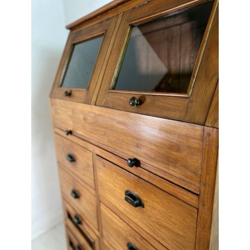 ANTICO MOBILE MADIA PASTAIA DISPENSA NEGOZIO 2 RIBALTINE 1 PIANO 10 CASSETTI 900