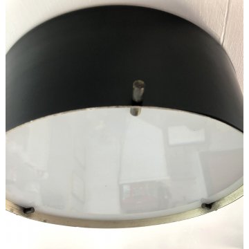 LAMPADARIO PLAFONIERA Design Bruno Gatta STILNOVO METALLO NERO VETRO OPALINO ø25
