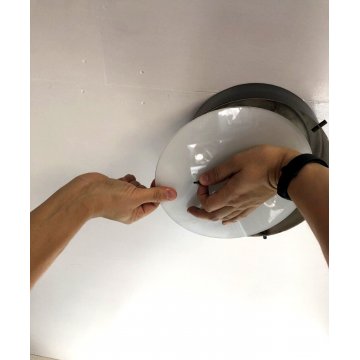 LAMPADARIO PLAFONIERA Design Bruno Gatta STILNOVO METALLO NERO VETRO OPALINO ø25
