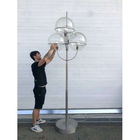 LAMPADA DA TERRA Lyndon DESIGN VICO MAGISTRETTI  PIANTANA METALLO SATINATO '70