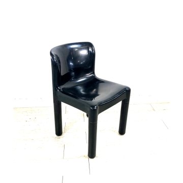 SEDIA DESIGN Carlo Bartoli PER KARTELL N° 4875 PLASTICA NERA VINTAGE 1974