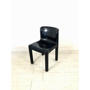 SEDIA DESIGN Carlo Bartoli PER KARTELL N° 4875 PLASTICA NERA VINTAGE 1974