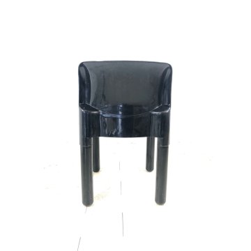 SEDIA DESIGN Carlo Bartoli PER KARTELL N° 4875 PLASTICA NERA VINTAGE 1974