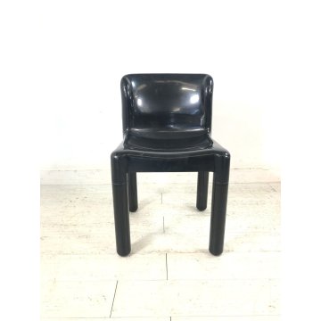 SEDIA DESIGN Carlo Bartoli PER KARTELL N° 4875 PLASTICA NERA VINTAGE 1974