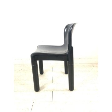 SEDIA DESIGN Carlo Bartoli PER KARTELL N° 4875 PLASTICA NERA VINTAGE 1974