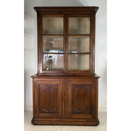ANTICA CREDENZA OTTOCENTO INTARSIATA 1700 LEGNO NOCE DISPENSA ALZATA VETRINA