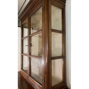 ANTICA CREDENZA OTTOCENTO INTARSIATA 1700 LEGNO NOCE DISPENSA ALZATA VETRINA