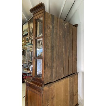 ANTICA CREDENZA OTTOCENTO INTARSIATA 1700 LEGNO NOCE DISPENSA ALZATA VETRINA