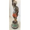 LAMPADA DA TERRA MORETTO VENEZIANO STATUA BAROCCA MORO LEGNO DIPINTO 7 LUCI 1900