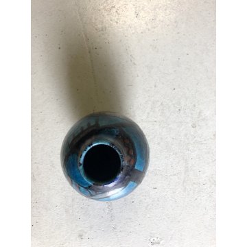 VASO  GRES Carlo Zauli CERAMICA Faenza DECORAZIONE ASTRATTA SMALTO BLU NERO '60