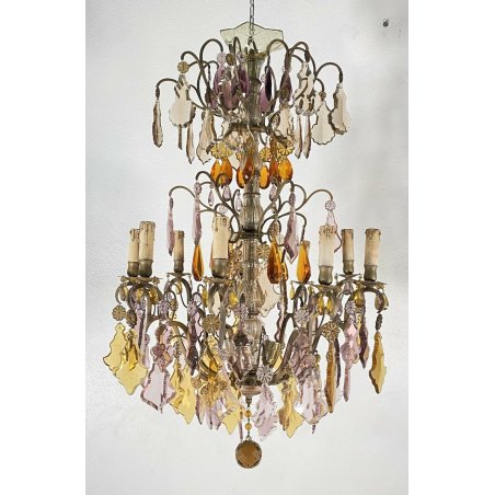LAMPADARIO SOFFITTO LIBERTY MARIA TERESA VETRO BOEMIA PRIM 1900 GOCCE GLASS LAMP