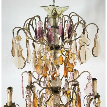 LAMPADARIO SOFFITTO LIBERTY MARIA TERESA VETRO BOEMIA PRIM 1900 GOCCE GLASS LAMP