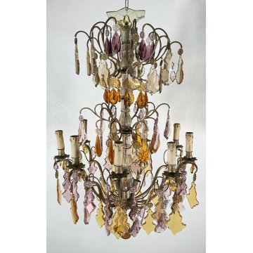 LAMPADARIO SOFFITTO LIBERTY MARIA TERESA VETRO BOEMIA PRIM 1900 GOCCE GLASS LAMP