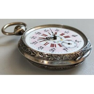 Grande ANTICO OROLOGIO TASCA epoca 1900 ARGENTO 800 cesellato OLD POCKET WATCH