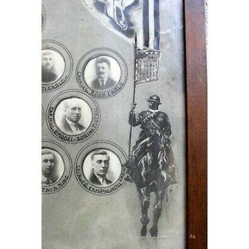 QUADRO ANTICA STAMPA ASSOCIAZIONE ARMA CAVALLERIA NOVARA 1931 ANNO IX ESERCITO