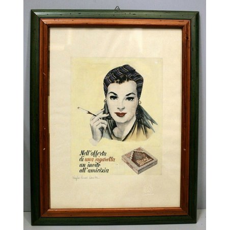 QUADRO STAMPA PUBBLICITA VINTAGE SIGARETTE Rosa D'Oriente OLD ADVERTISEMENT '50s