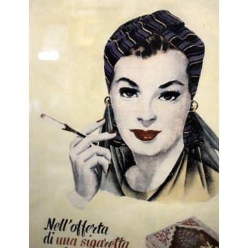 QUADRO STAMPA PUBBLICITA VINTAGE SIGARETTE Rosa D'Oriente OLD ADVERTISEMENT '50s