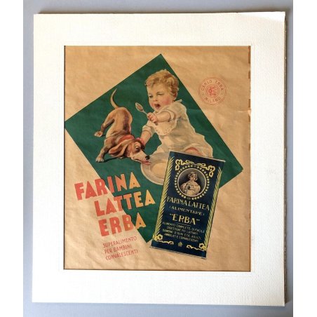 QUADRO PUBBLICITA VINTAGE Carlo Erba MI SUPERALIMENTO PER BAMBINI CONVALESCENTI