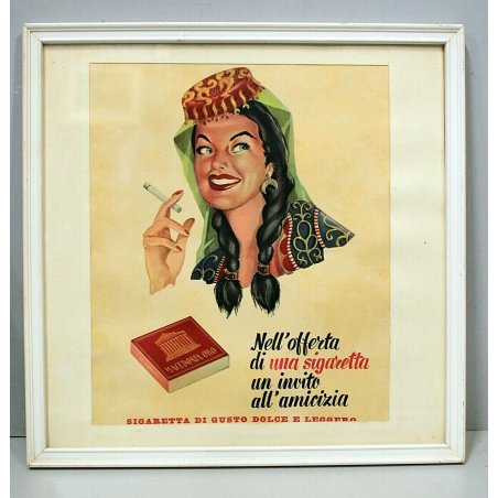 QUADRO ORIGINALE PUBBLICITA VINTAGE Macedonia Oro SIGARETTE OLD ADVERTISEMENT 50