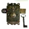 GRANDE RARA ANTICA SERRATURA ferro battuto con CHIAVE 1600 DOOR LOCK IRON KEY   